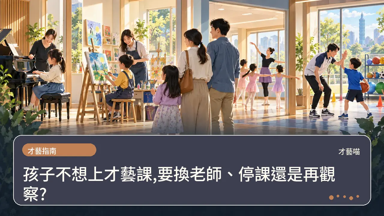 孩子不想上才藝課,要換老師、停課還是再觀察?主題插畫
