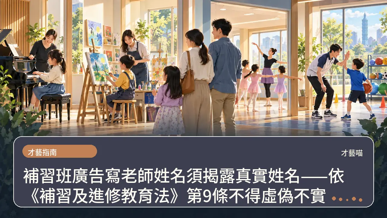 補習班廣告寫老師姓名須揭露真實姓名——依《補習及進修教育法》第9條不得虛偽不實主題插畫