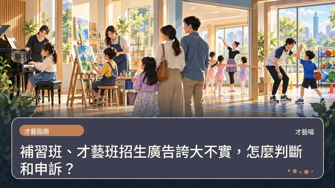 補習班、才藝班招生廣告誇大不實，怎麼判斷和申訴？主題插畫