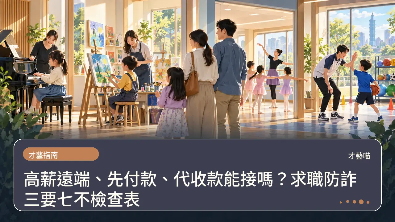高薪遠端、先付款、代收款能接嗎？求職防詐三要七不檢查表主題插畫