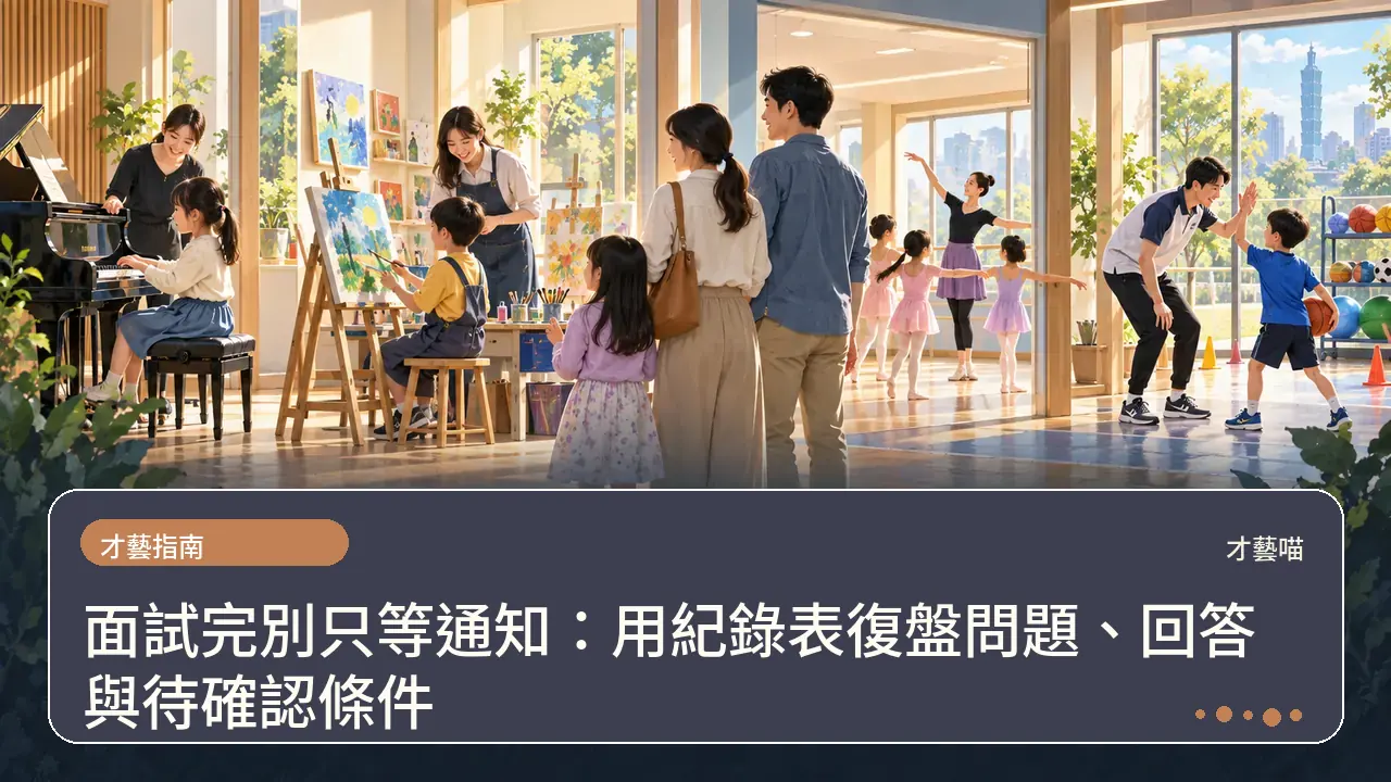 面試完別只等通知:用紀錄表復盤問題、回答與待確認條件主題插畫