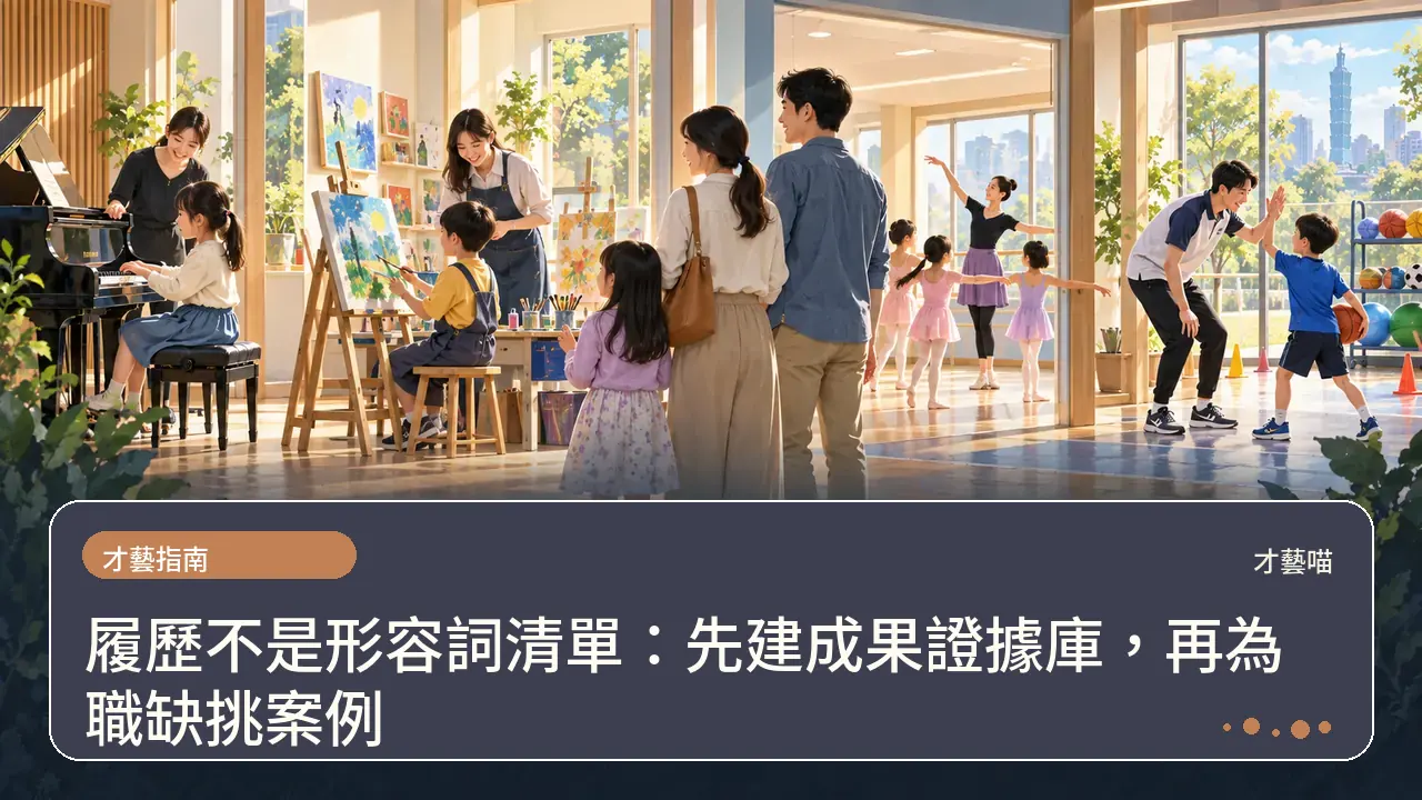 履歷不是形容詞清單：先建成果證據庫，再為職缺挑案例主題插畫